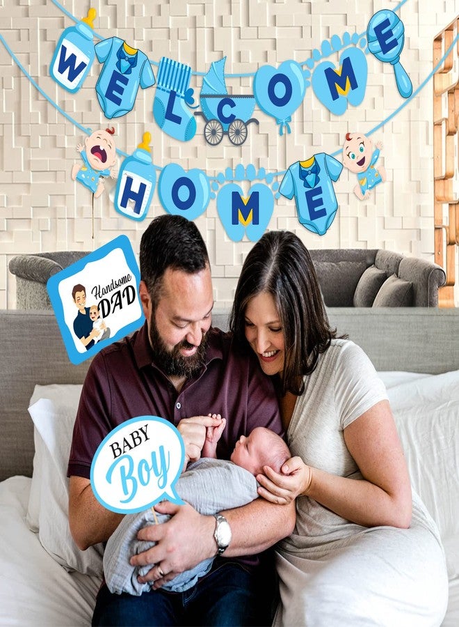 Zyozique Baby Boy Welcome Home Decoration Kit Banner with Photo Booth Props for Baby Shower / Welcome Party / Birthday Party Supplies(Pack of 16) - Image 5
